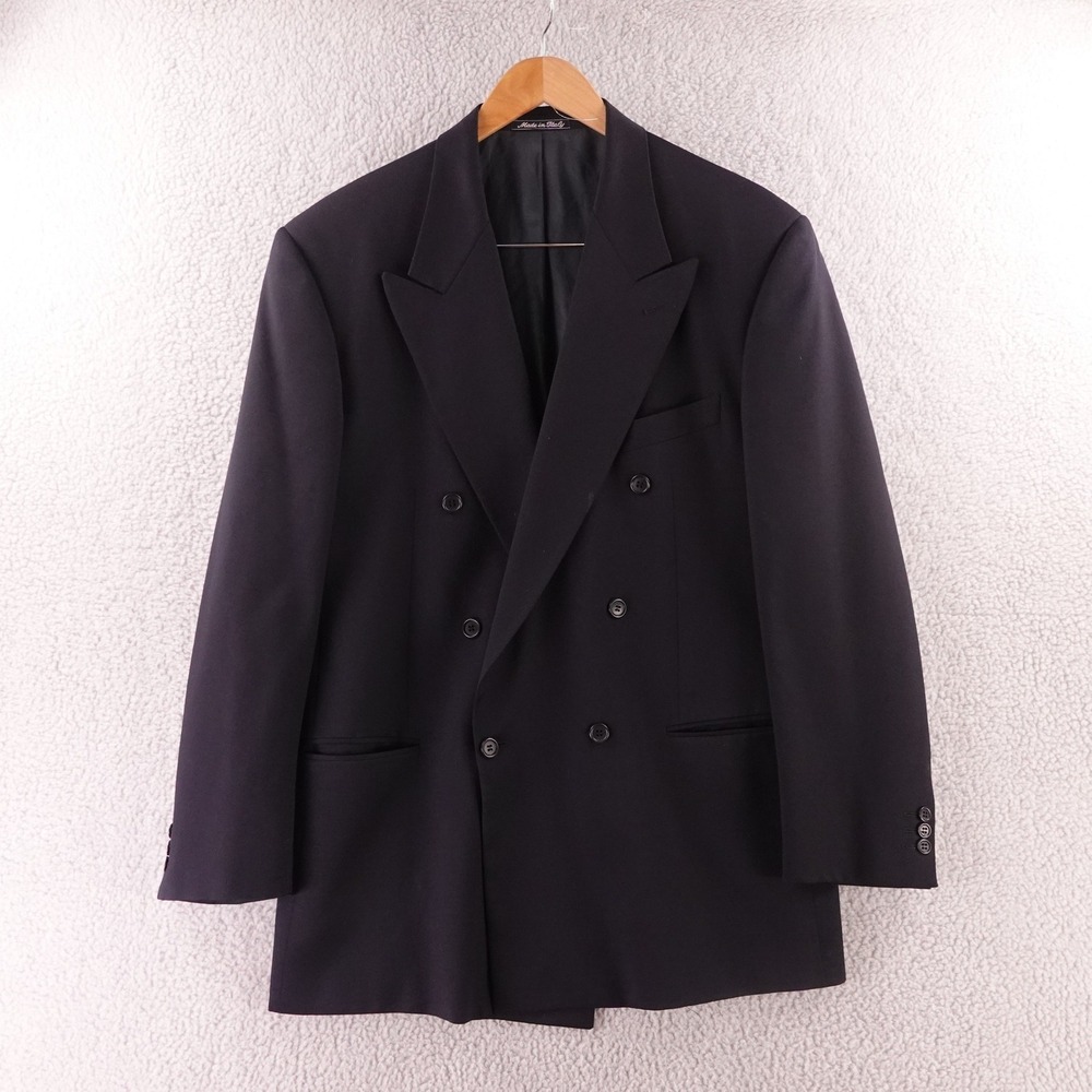 Vintage Mani Giorgio Armani Mens Double Breasted Virgin Wool Blazer Italy 42L